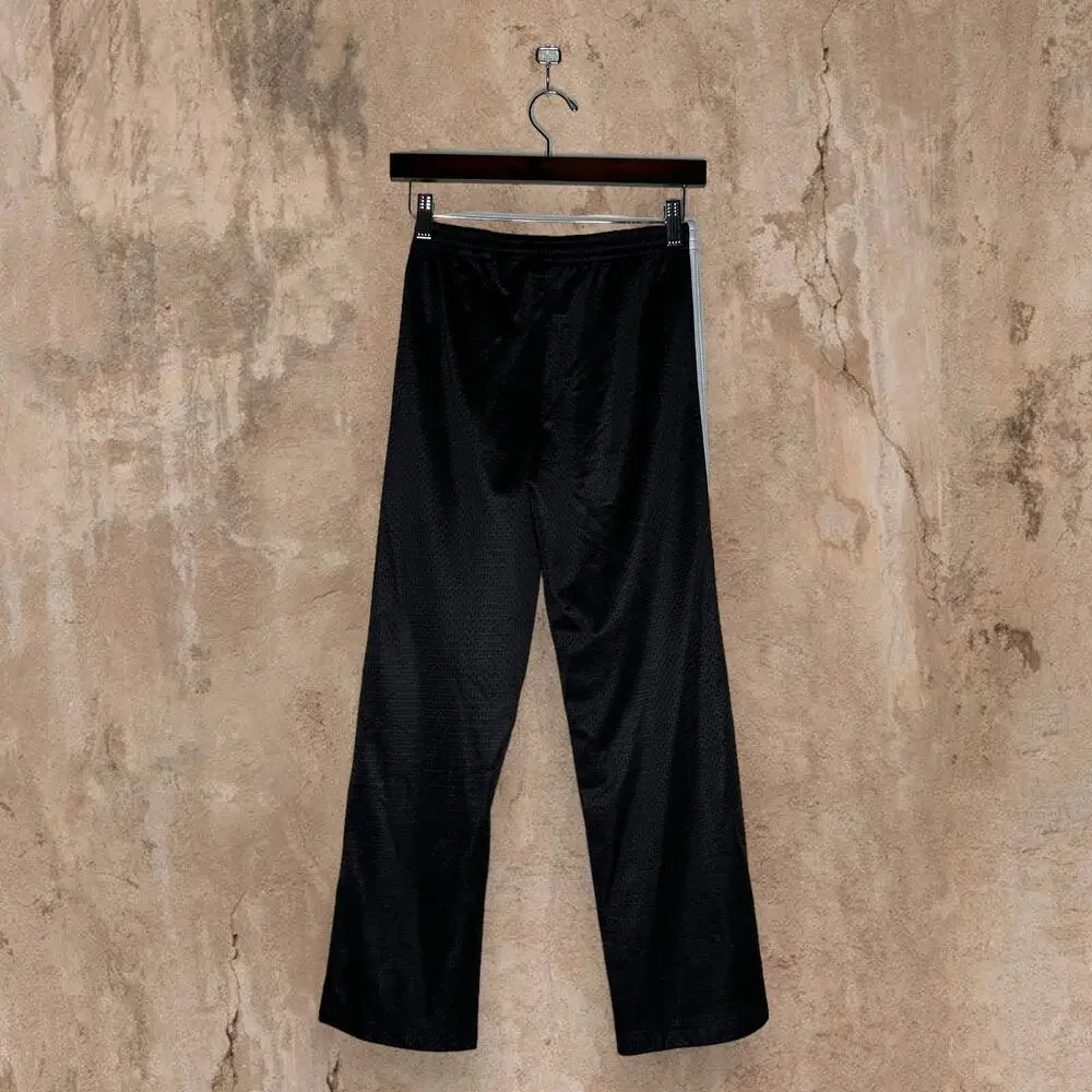 Vintage 90s Converse Sweatpants 28x28 Relaxed Fit Jet Black Polyester Mesh Grey